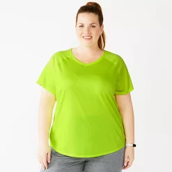 Plus Size Tek Gear® Performance Core V-Neck Tee -Casual Wear Hub 5016444 Easy Green