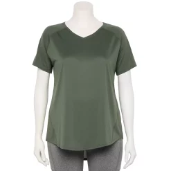 Plus Size Tek Gear® Performance Core V-Neck Tee -Casual Wear Hub 5016444 Esta Olive