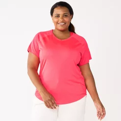 Plus Size Tek Gear® Performance Core V-Neck Tee -Casual Wear Hub 5016444 Frantic Pink