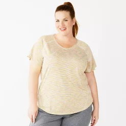 Plus Size Tek Gear® Performance Core V-Neck Tee -Casual Wear Hub 5016444 Mint Spacedye