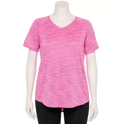 Plus Size Tek Gear® Performance Core V-Neck Tee -Casual Wear Hub 5016444 Pink Spacedye
