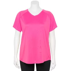 Plus Size Tek Gear® Performance Core V-Neck Tee -Casual Wear Hub 5016444 Pink Trillion