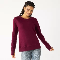 Petite Tek Gear® Ultrasoft Fleece Crewneck Sweatshirt -Casual Wear Hub 5146364 Night Sangria