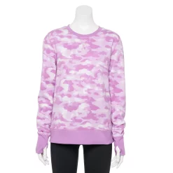 Petite Tek Gear® Ultrasoft Fleece Crewneck Sweatshirt -Casual Wear Hub 5146364 Purple Camo