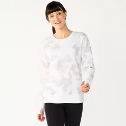 Petite Tek Gear® Ultrasoft Fleece Crewneck Sweatshirt -Casual Wear Hub 5146364 White Camo