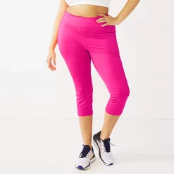 Plus Size Tek Gear® Pocket High-Waisted Capri Leggings -Casual Wear Hub 5182885 Fuchsia Cashmere