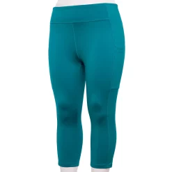 Plus Size Tek Gear® Pocket High-Waisted Capri Leggings -Casual Wear Hub 5182885 Night Life Teal