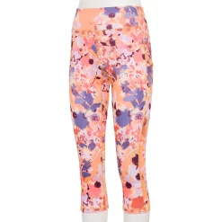 Plus Size Tek Gear® Pocket High-Waisted Capri Leggings -Casual Wear Hub 5182885 Orange Wildflowers