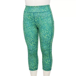 Plus Size Tek Gear® Pocket High-Waisted Capri Leggings -Casual Wear Hub 5182885 Teal Animal