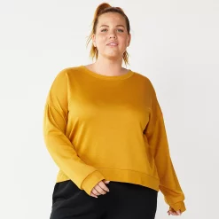 Plus Size Tek Gear® Crewneck Fleece Sweatshirt -Casual Wear Hub 5187076 Brassy Gold