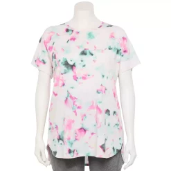 Plus Size Tek Gear® High Slit Tunic Tee 34 Plus Size Tek Gear® High Slit Tunic Tee -Casual Wear Hub 5227026 Aqua Multi Dye