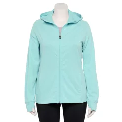 Plus Size Tek Gear® Essential Hooded Jacket -Casual Wear Hub 5227131 Aqua Crystal