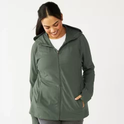Plus Size Tek Gear® Essential Hooded Jacket -Casual Wear Hub 5227131 Esta Olive