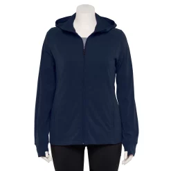 Plus Size Tek Gear® Essential Hooded Jacket -Casual Wear Hub 5227131 Navy Romance