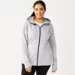 Plus Size Tek Gear® Essential Hooded Jacket -Casual Wear Hub 5227131 White Black