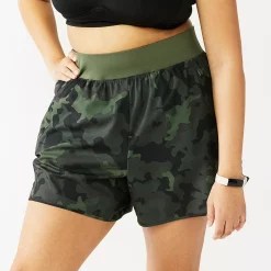 Plus Size Tek Gear® Multi-Purpose Workout Shorts -Casual Wear Hub 5231280 Olive Camo