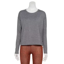 Women's Tek Gear® Soft Touch Long Sleeve Tee -Casual Wear Hub 5232480 Charcoal