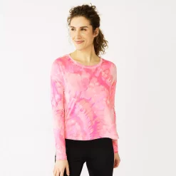 Women's Tek Gear® Soft Touch Long Sleeve Tee -Casual Wear Hub 5232480 Pink Tie Dye
