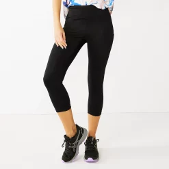 Women's Tek Gear® Core High-Waisted Capri Leggings -Casual Wear Hub 5234821 Black