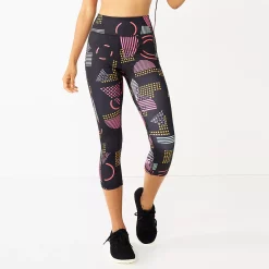 Women's Tek Gear® Core High-Waisted Capri Leggings -Casual Wear Hub 5234821 Black Multi Print