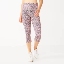 Women's Tek Gear® Core High-Waisted Capri Leggings -Casual Wear Hub 5234821 Coral Ditsy Floral