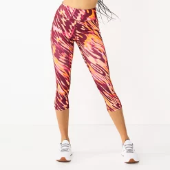 Women's Tek Gear® Core High-Waisted Capri Leggings -Casual Wear Hub 5234821 Wine Warped