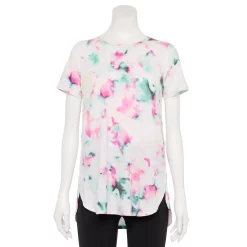 Petite Tek Gear® High Slit Tunic Tee -Casual Wear Hub 5240647 Aqua Multi Dye