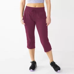 Petite Tek Gear® Essential Straight-Leg Workout Capris -Casual Wear Hub 5240761 Night Sangria