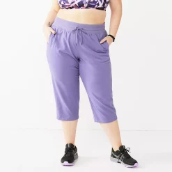 Plus Size Tek Gear® Essential Straight-Leg Capris -Casual Wear Hub 5242843 Grape Yard