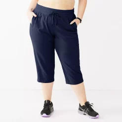 Plus Size Tek Gear® Essential Straight-Leg Capris -Casual Wear Hub 5242843 Navy Romance