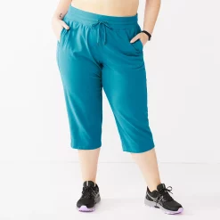 Plus Size Tek Gear® Essential Straight-Leg Capris -Casual Wear Hub 5242843 Spectacular Teal