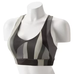 Tek Gear® Core Medium-Impact V-Neck Sports Bra -Casual Wear Hub 5256799 Black Abstract Print