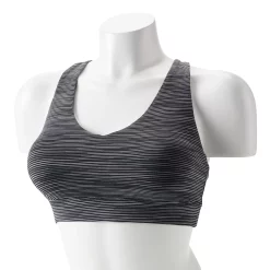 Tek Gear® Core Medium-Impact V-Neck Sports Bra -Casual Wear Hub 5256799 Black Spacedye