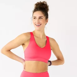 Tek Gear® Core Medium-Impact V-Neck Sports Bra -Casual Wear Hub 5256799 Fanatic Pink