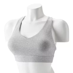 Tek Gear® Core Medium-Impact V-Neck Sports Bra -Casual Wear Hub 5256799 Heather Black