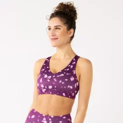 Tek Gear® Core Medium-Impact V-Neck Sports Bra -Casual Wear Hub 5256799 Purple Spots
