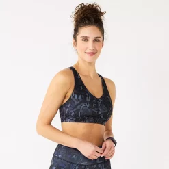 Tek Gear® Core Medium-Impact V-Neck Sports Bra -Casual Wear Hub 5256799 Slate Shapes