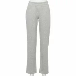 Petite Tek Gear® Ultrasoft Fleece Straight-Leg Pants -Casual Wear Hub 5284561 Gray Heather