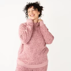 Women's Tek Gear® Quarter-Zip Ultrasoft Fleece Jacket -Casual Wear Hub 5521867 Rose Leopard