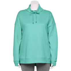Plus Size Tek Gear® Ultrasoft Fleece Cowlneck Tunic -Casual Wear Hub 5527206 Shy Green