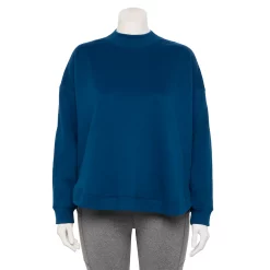 Plus Size Tek Gear® Ultrasoft Fleece Mockneck Sweatshirt -Casual Wear Hub 5540359 Blue Crayon