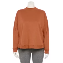 Plus Size Tek Gear® Ultrasoft Fleece Mockneck Sweatshirt -Casual Wear Hub 5540359 Cinnamon Coffee