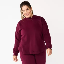 Plus Size Tek Gear® Ultrasoft Fleece Mockneck Sweatshirt -Casual Wear Hub 5540359 Night Sangria