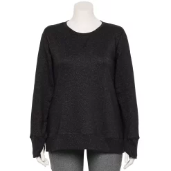 Plus Size Tek Gear® Ultrasoft Fleece Sweatshirt -Casual Wear Hub 5542897 Black White