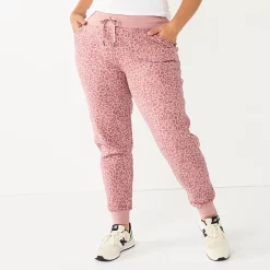 Petite Tek Gear® Ultrasoft Fleece Joggers 18 Petite Tek Gear® Ultrasoft Fleece Joggers -Casual Wear Hub 5543172 Rose Leopard
