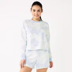 Women's Tek Gear® Ultrasoft Fleece Easy Crop Sweatshirt -Casual Wear Hub 5543908 Purple Dye Effect