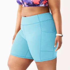 Plus Size Tek Gear® 7-in. Brushed High-Waisted Bike Shorts -Casual Wear Hub 5553994 Wildflower Blue