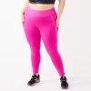 Plus Size Tek Gear® Ribbed Panel High-Waisted 7/8 Leggings -Casual Wear Hub 5553999 Fuchsia