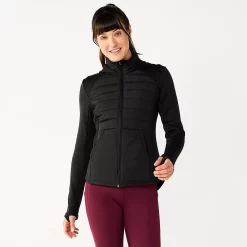 Women's Tek Gear® Hooded Mixed-Media Jacket -Casual Wear Hub 5561979 Black