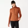 Women's Tek Gear® Hooded Mixed-Media Jacket -Casual Wear Hub 5561979 Cinnamon Coffee